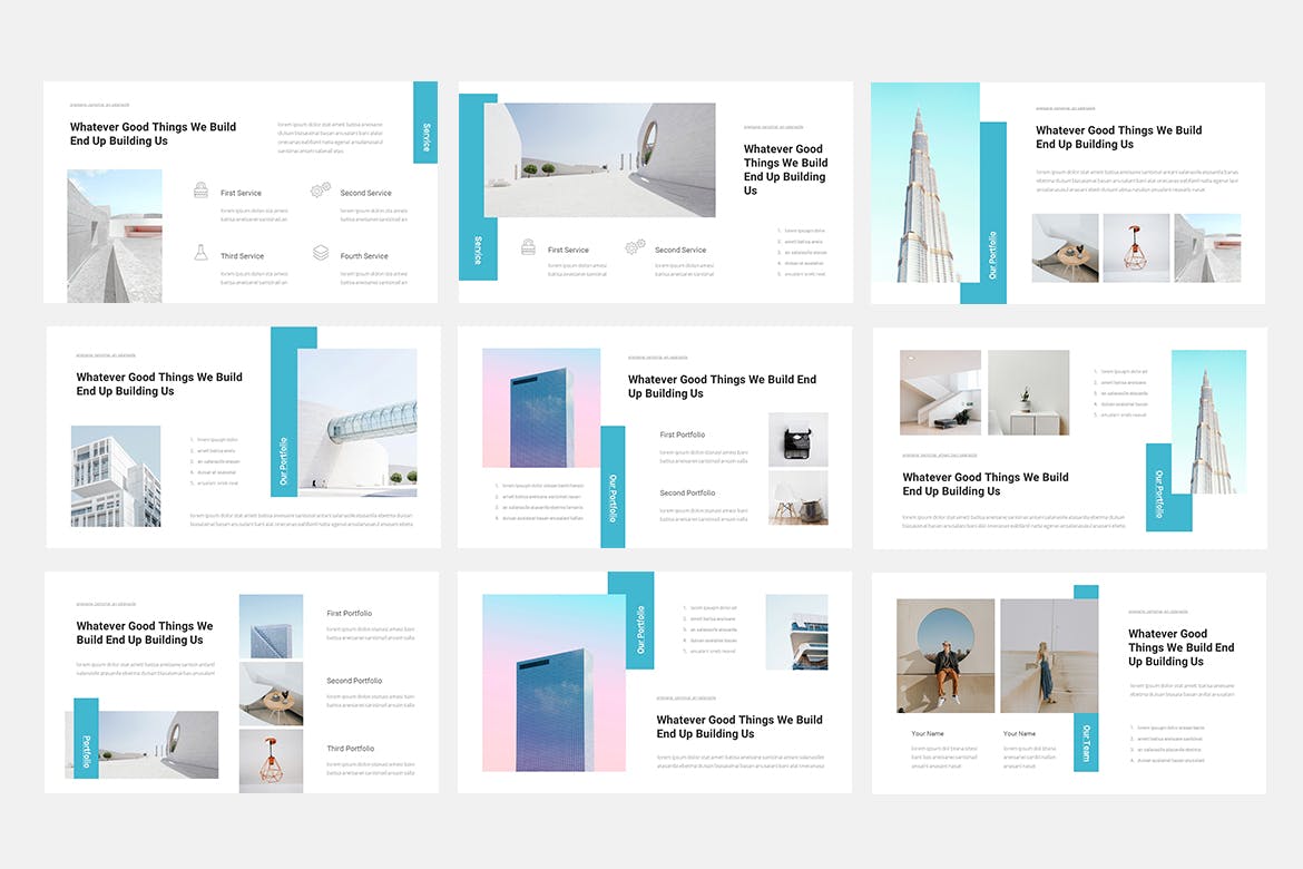 时尚高端简约多用途的高品质房地产提案powerpoint幻灯片演示模板（pptx）ppt素材