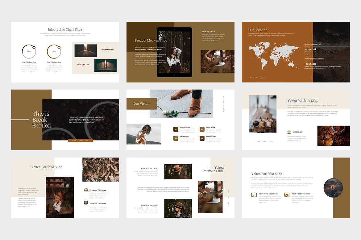 棕色的适合高端产品或服务的精美ppt模板下载[PPTX]