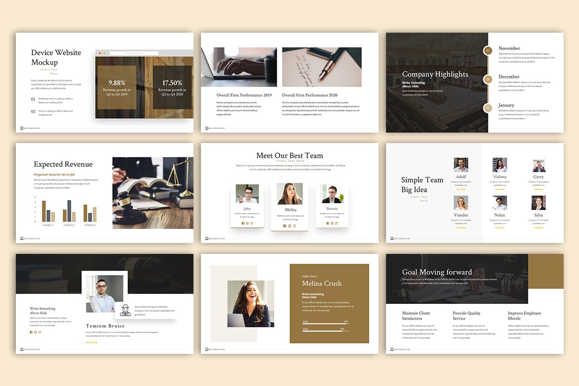 专业的高品质轻奢质感的powerpoint幻灯片演示模板（pptx）