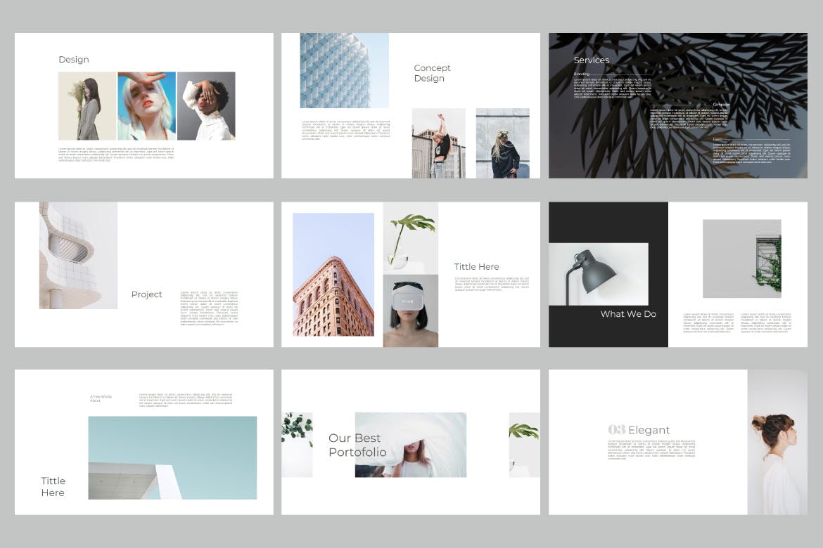 大气有创意的时尚极简主义PPT模板[PPTX]