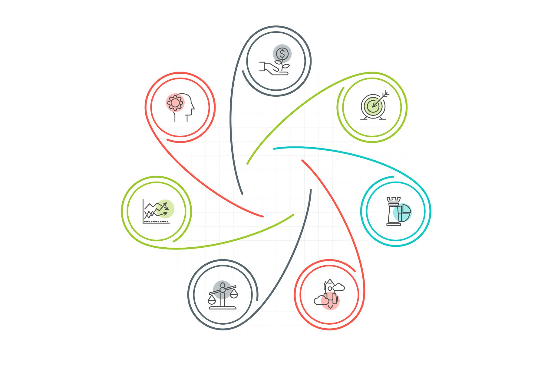 ppt素材信息图表 Linear elements for infographic v.18