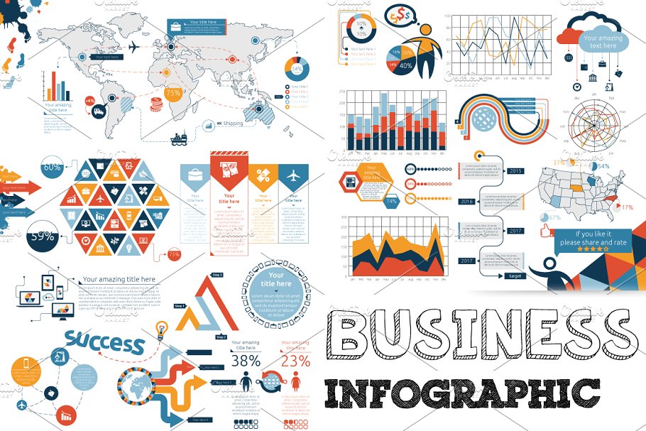 数据图表ppt素材模板 Business Infographic Bundle