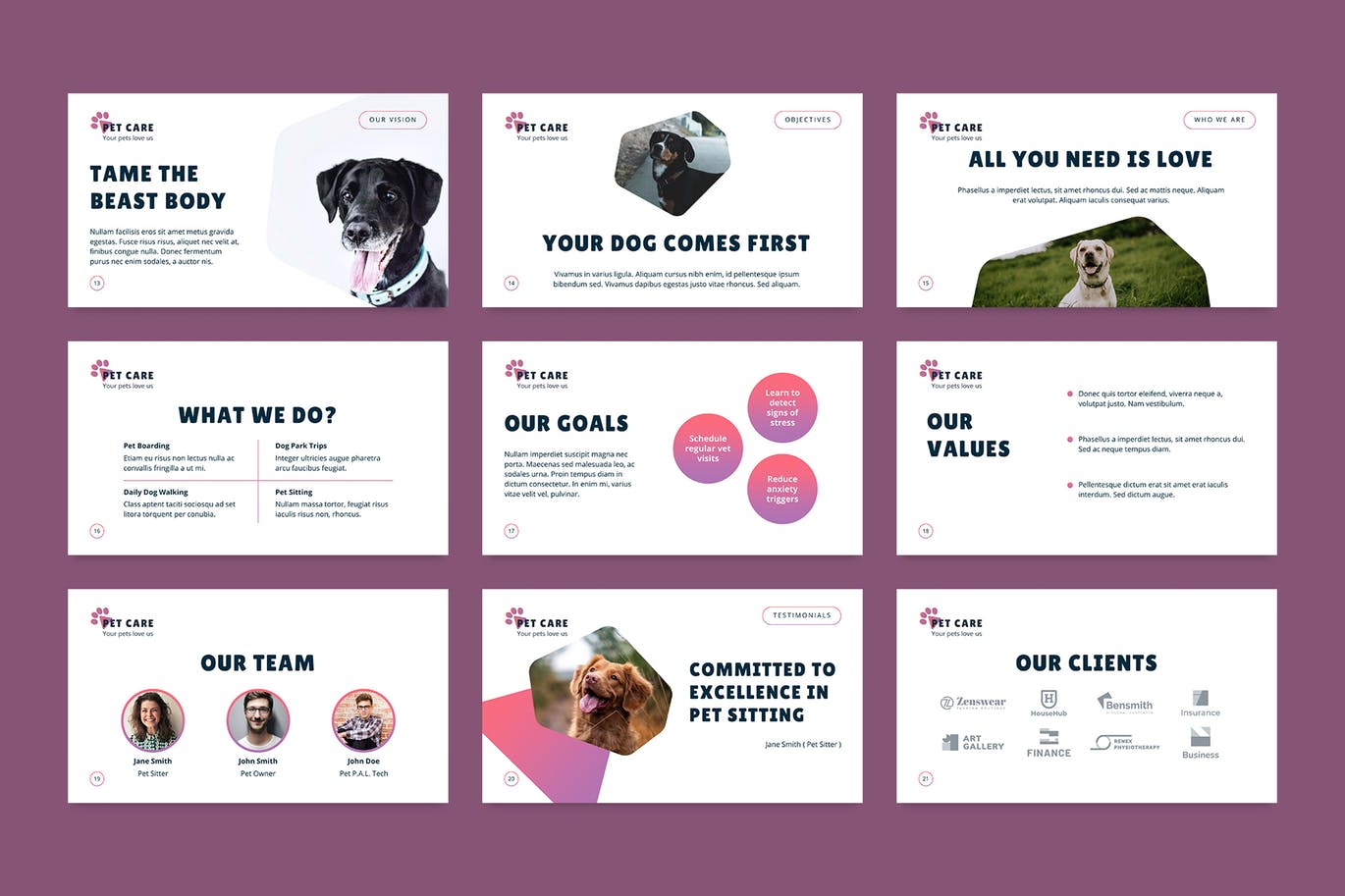 宠物护理管理PPT商业计划书模板下载[PPTX]