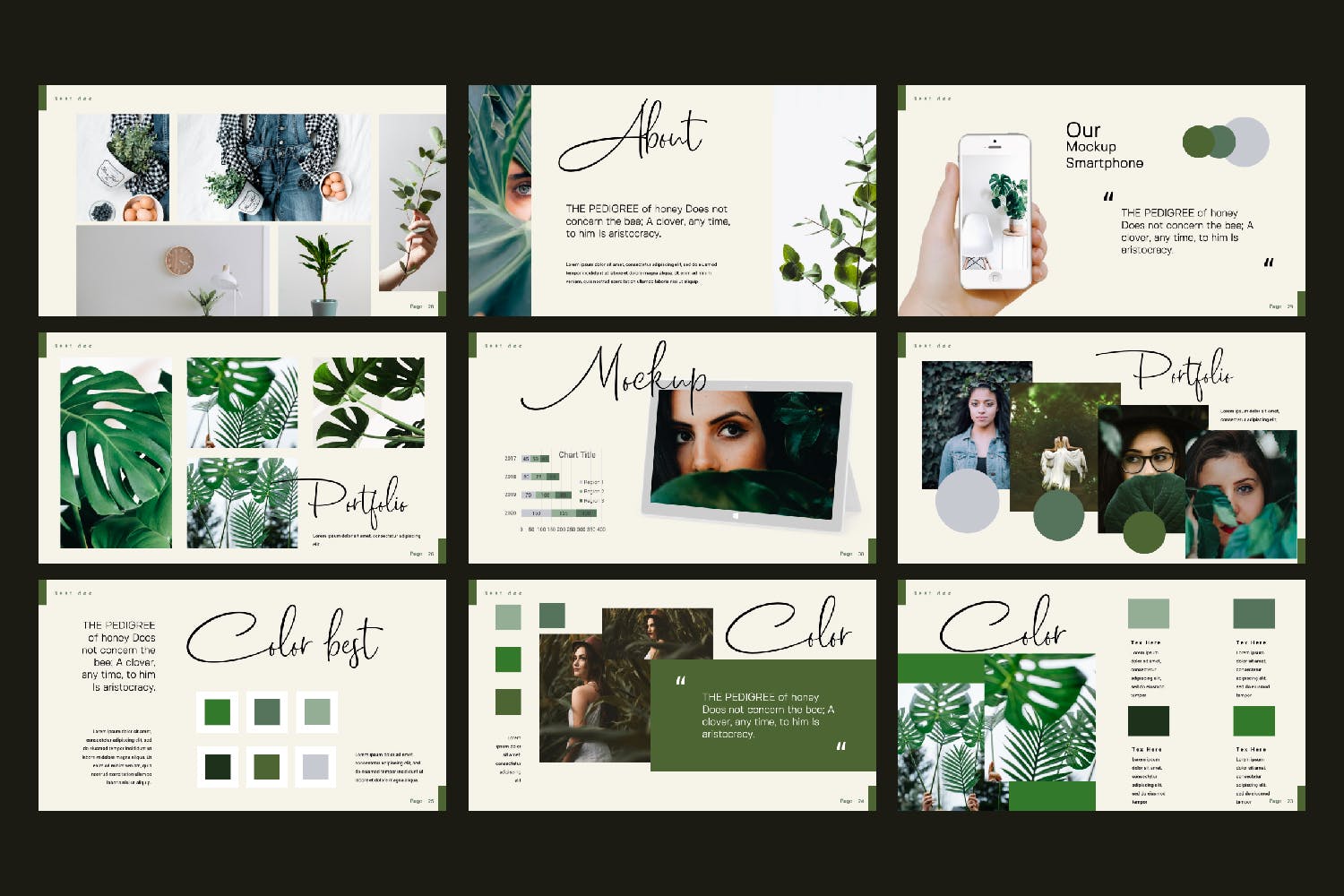 绿色环保高端文艺绿植相关内容的PPT模板 优秀ppt模板 好看的ppt模板下载[PPTX]