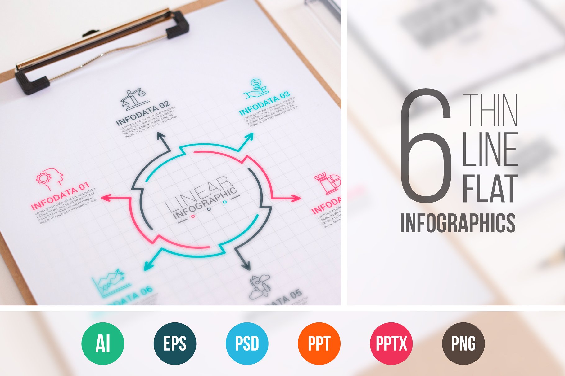 平面信息图表ppt素材 Line flat elements for infographic_9