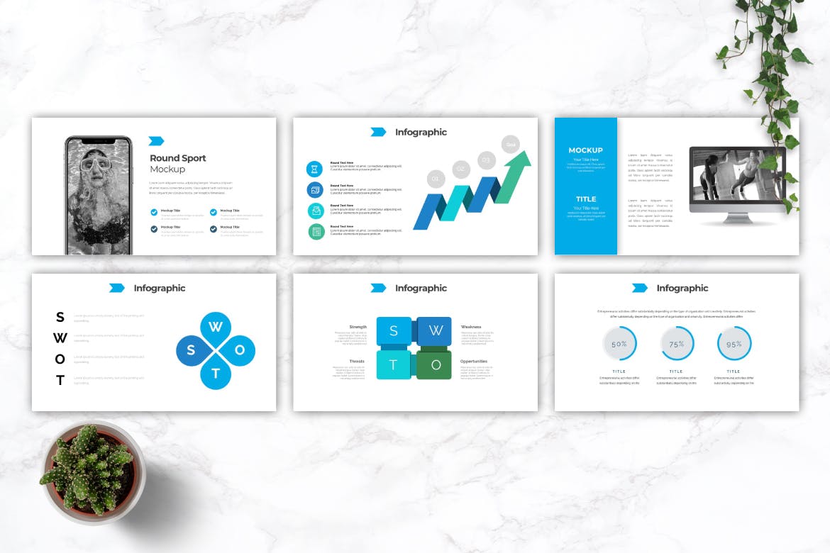 PPT模板 | 蓝色健身房体育用品店公司机构产品项目演示文稿PowerPoint