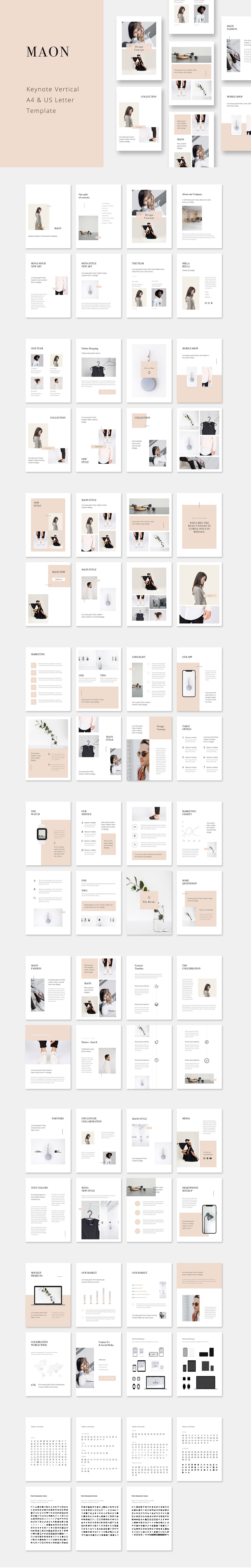 时尚竖版ppt素材模板 MAON – Vertical Keynote Template