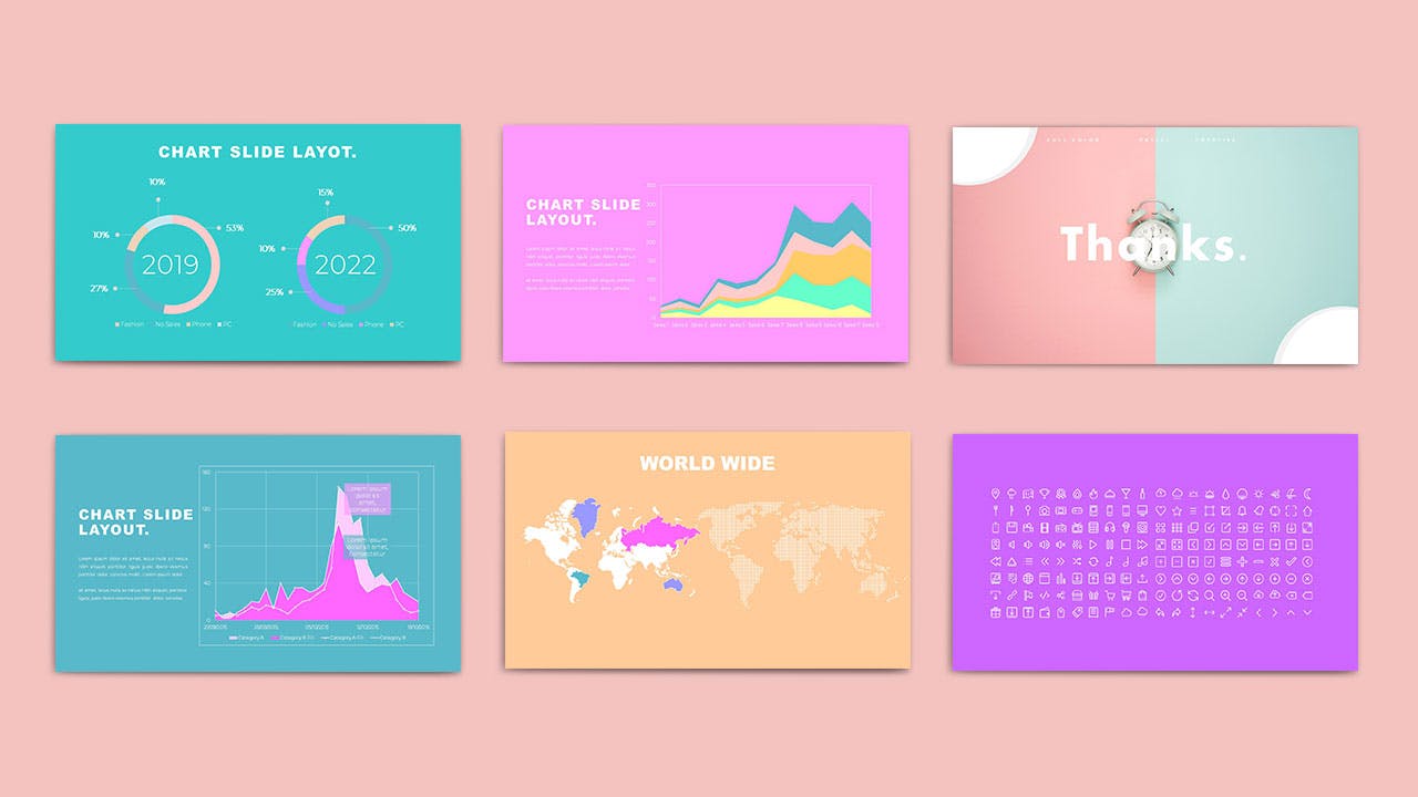 时尚配色活泼的创意PPT模板下载[PPTX]