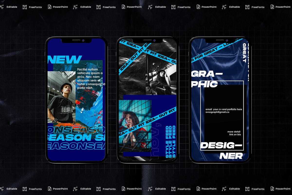 科技风格微信等社交媒体传播专用手机版PPT模板下载 [PPTX]