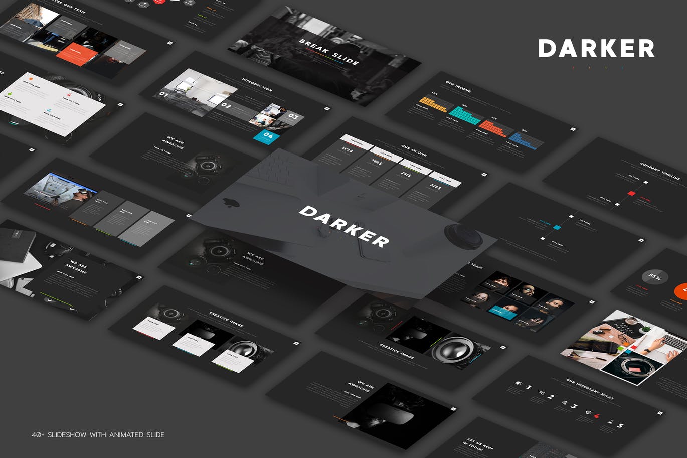 黑色配色的高品质高端商业商务大数据powerpoint幻灯片模板下载幻灯片演示模板（pptx）