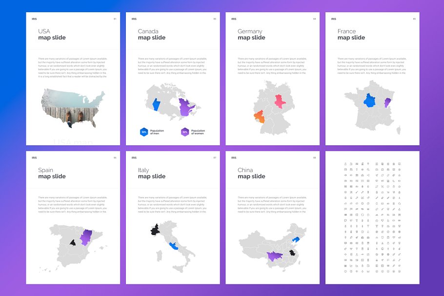 精美的彩色ppt素材 A4 | IRIS Keynote Template