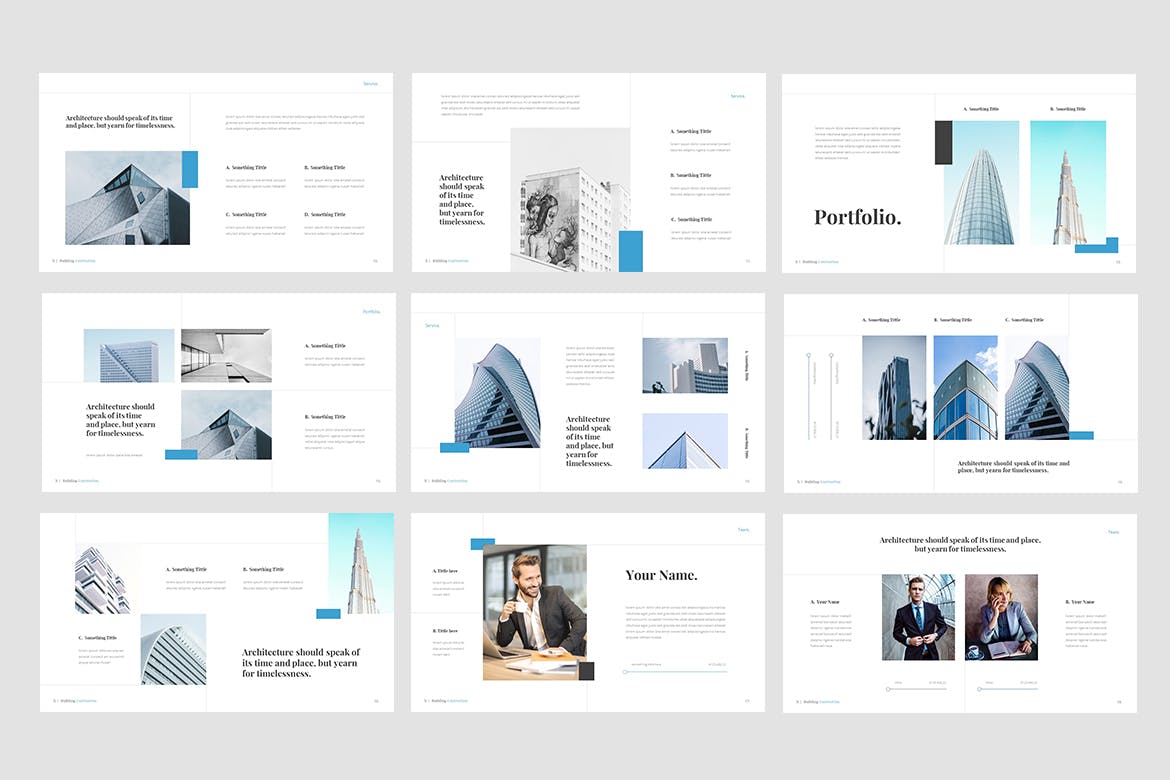 高品质的专业房地产建筑施工powerpoint幻灯片演示模板（pptx）