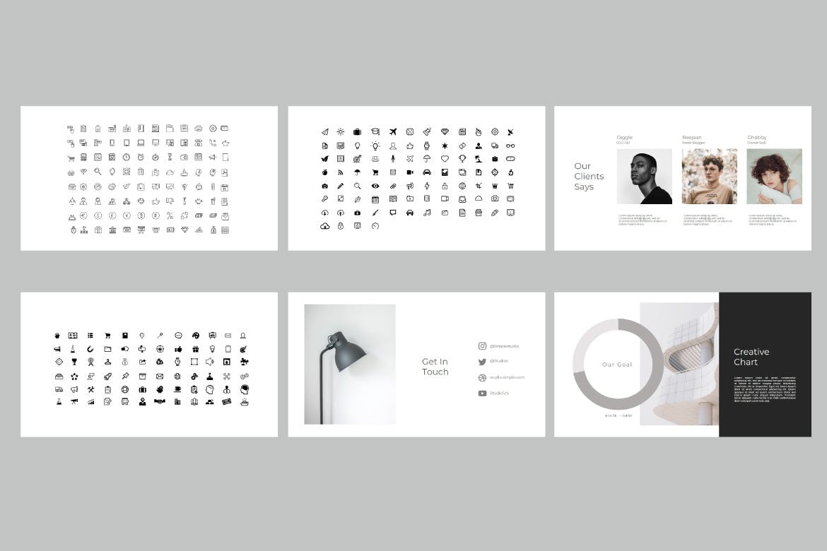 大气有创意的时尚极简主义PPT模板[PPTX]