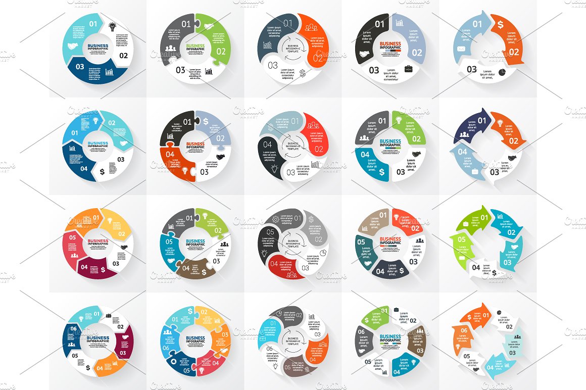 环形箭头ppt素材 20 Circle Arrows For Infographic