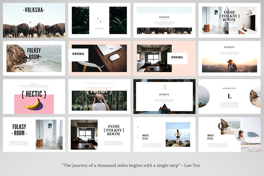 时尚极简主义ppt素材模板 VOLKSHA Lookbook Powerpoint Template