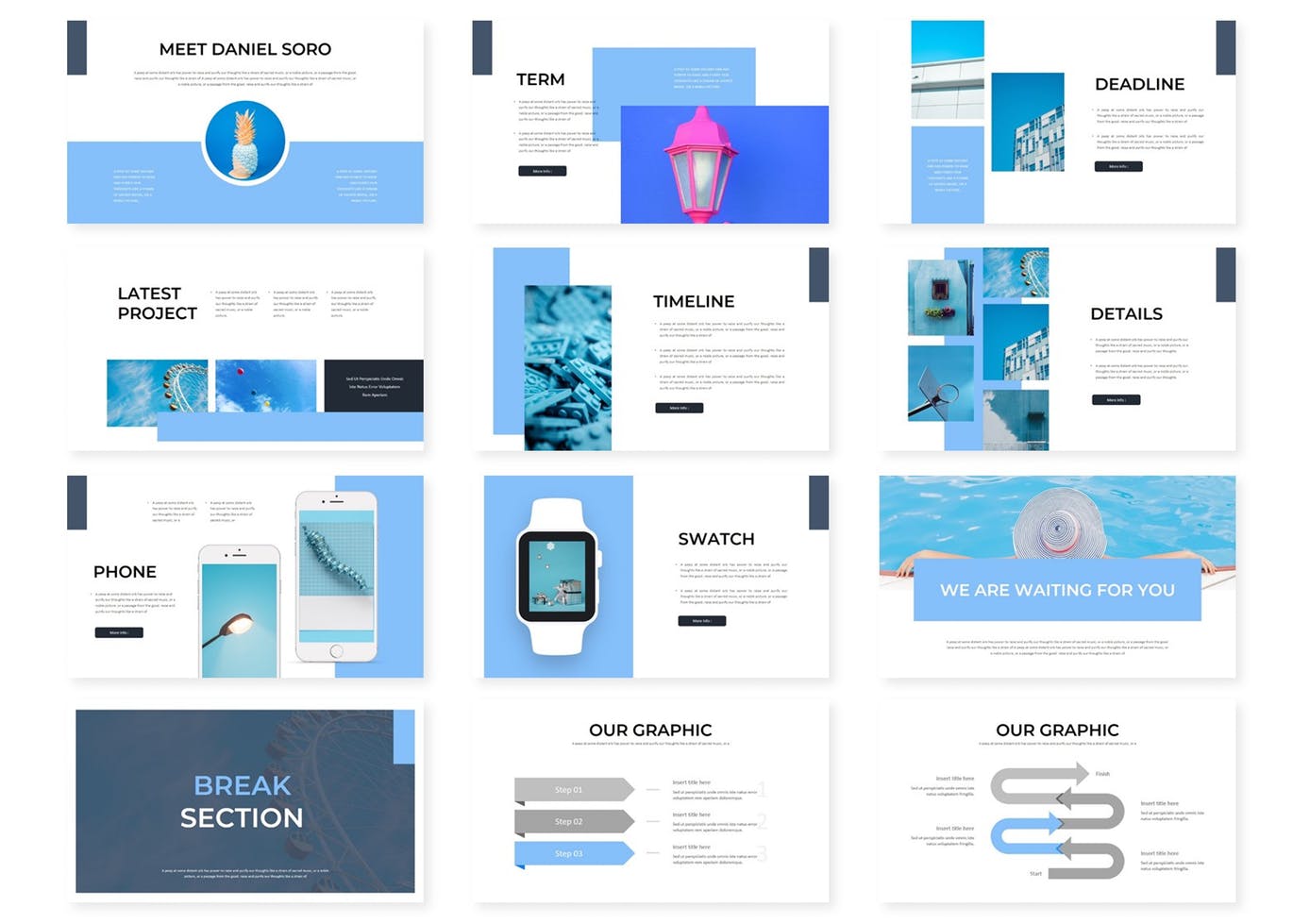 简约时尚高端清新简约淡蓝配色的高品质powerpoint幻灯片演示模板（pptx）幻灯片模板下载 幻灯片模版 精美ppt模板免费下载