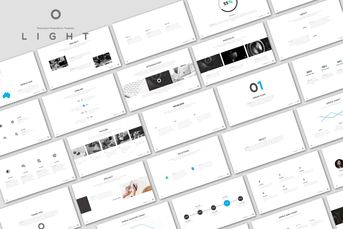 简约时尚高端高级灰配色的powerpoint幻灯片演示模板（pptx）