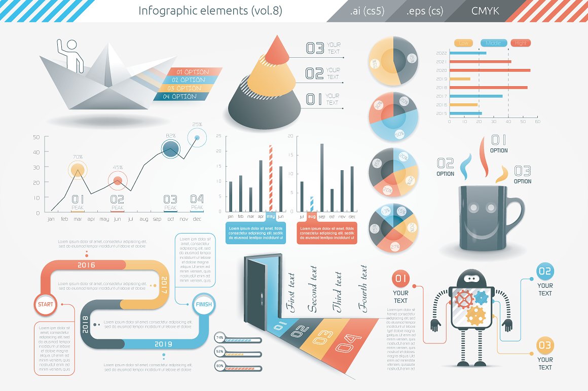 信息图标ppt素材 Infographic Elements (v8)