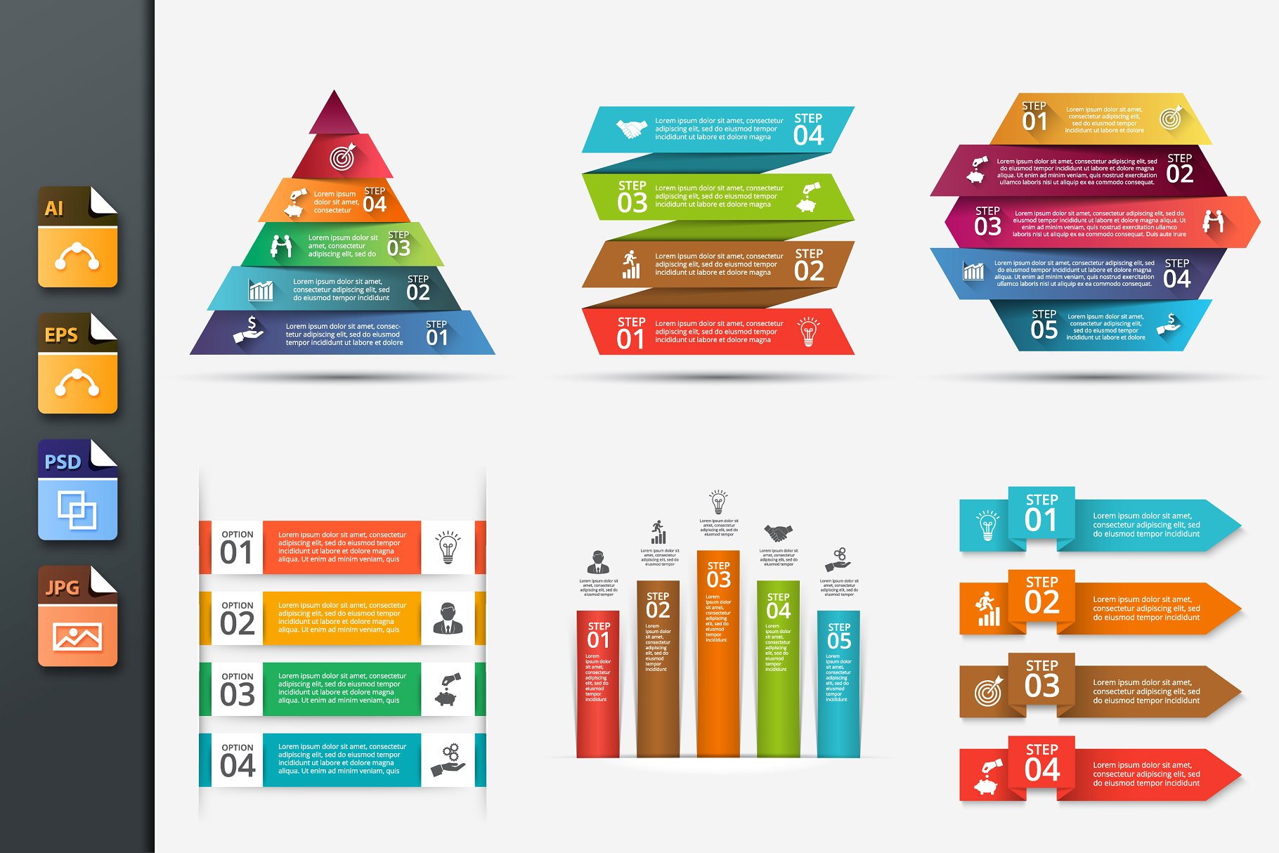 信息图表ppt素材 Diagrams for business infographic v1