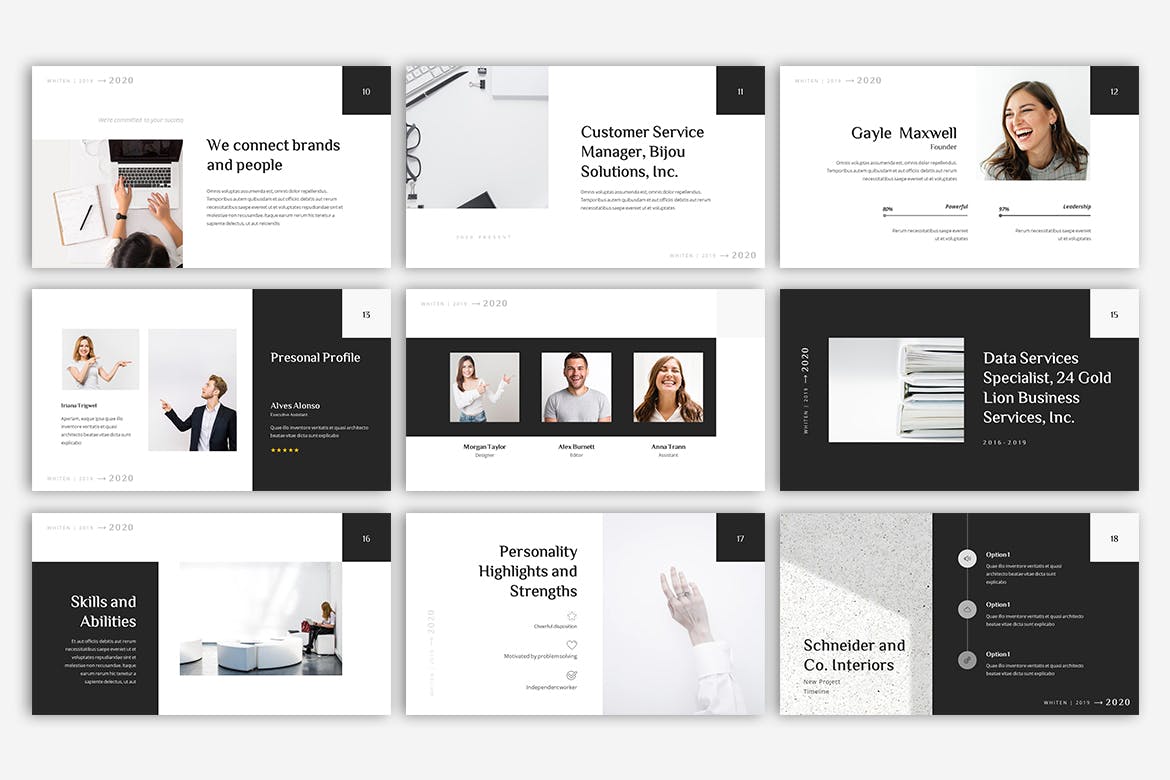 高端优雅时尚高级灰配色的高品质powerpoint幻灯片演示模板（pptx）