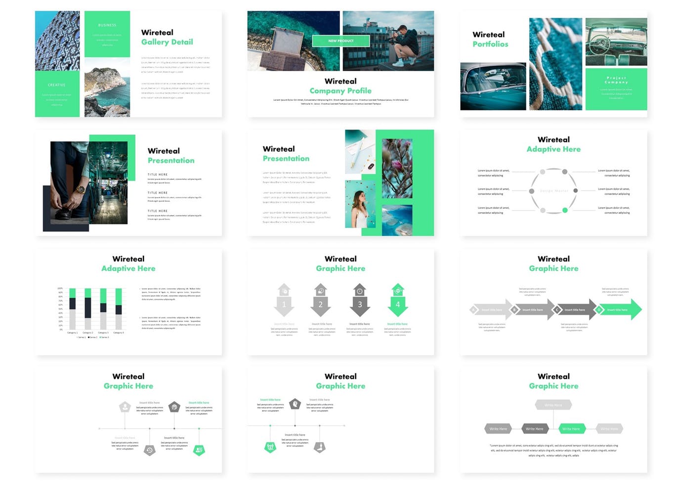 PPT模板 | 高端高级品牌商务绿色多功能动画谷歌幻灯片演示模板PPTX