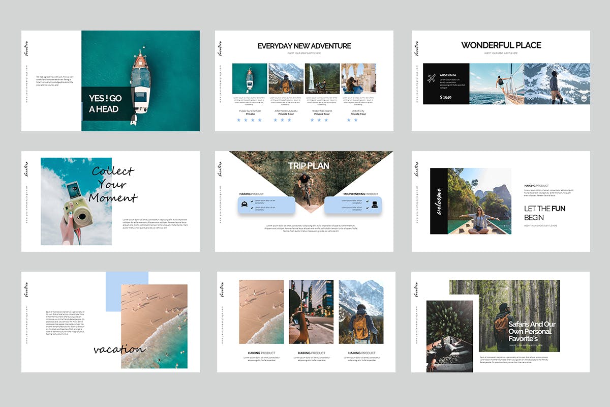 时尚排版的度假PPT模板下载 [PPTX]