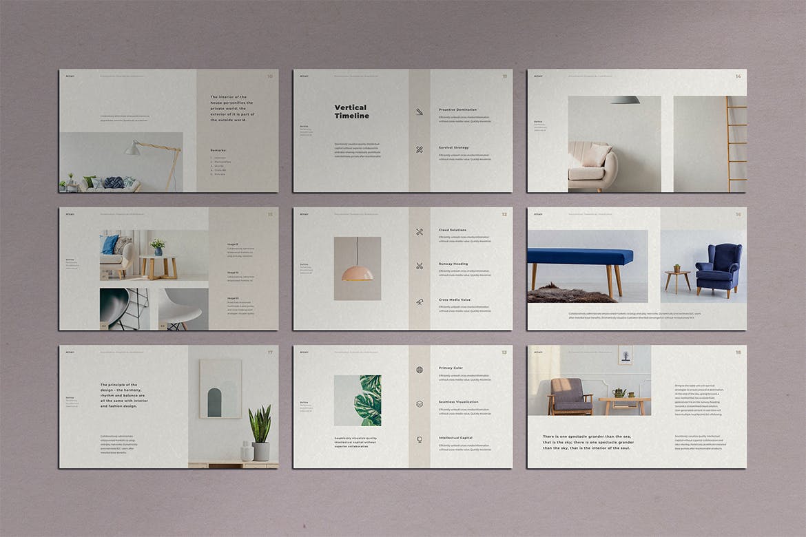 时尚居家设计师使用的PPT模板 精美ppt模板 简约ppt模板[PPTX]