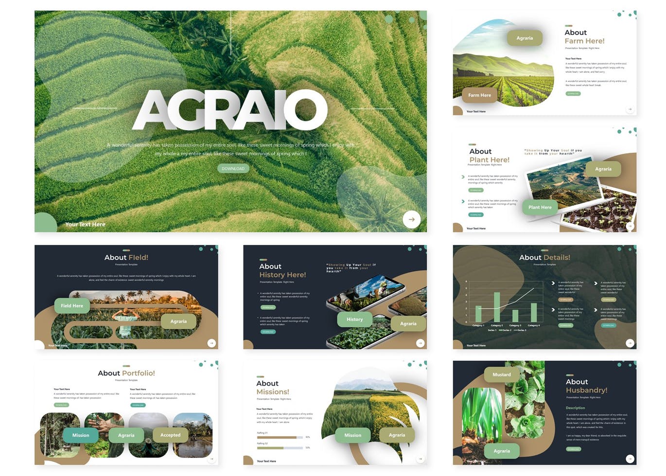 时尚高端简约健康绿色食品powerpoint幻灯片演示模板（pptx）