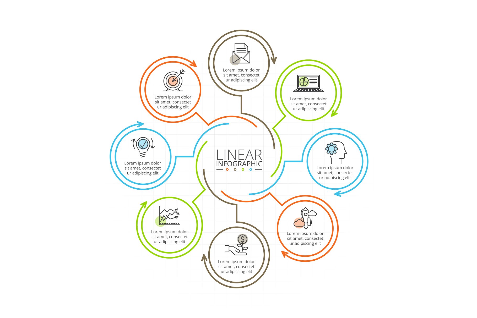 线性元素的信息图表ppt模板 Linear elements for infographic v.14