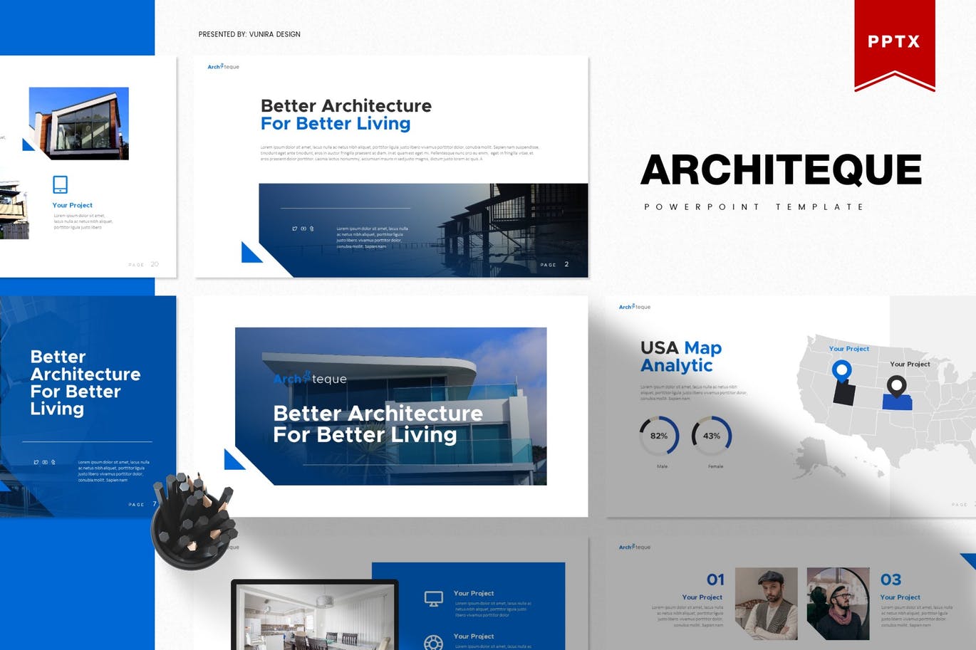 PPT模板 | 精美高级高端品牌商务蓝色信息图表完美插图演示模板