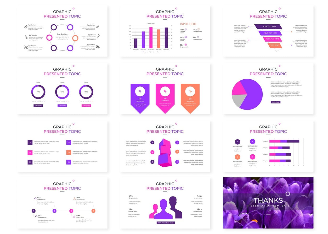 时尚绚丽高端女性化紫色粉色配色的高品质powerpoint幻灯片演示模板（pptx）