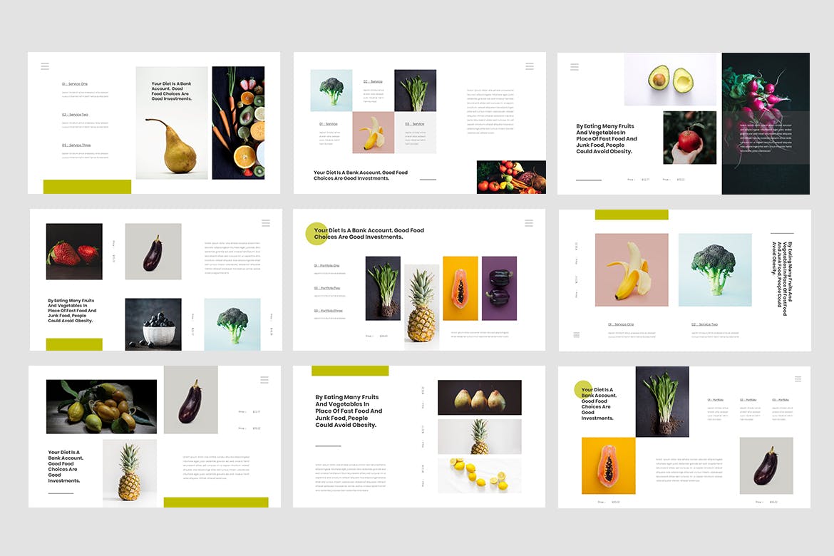 健康饮食相关的PPT模板下载[PPTX]
