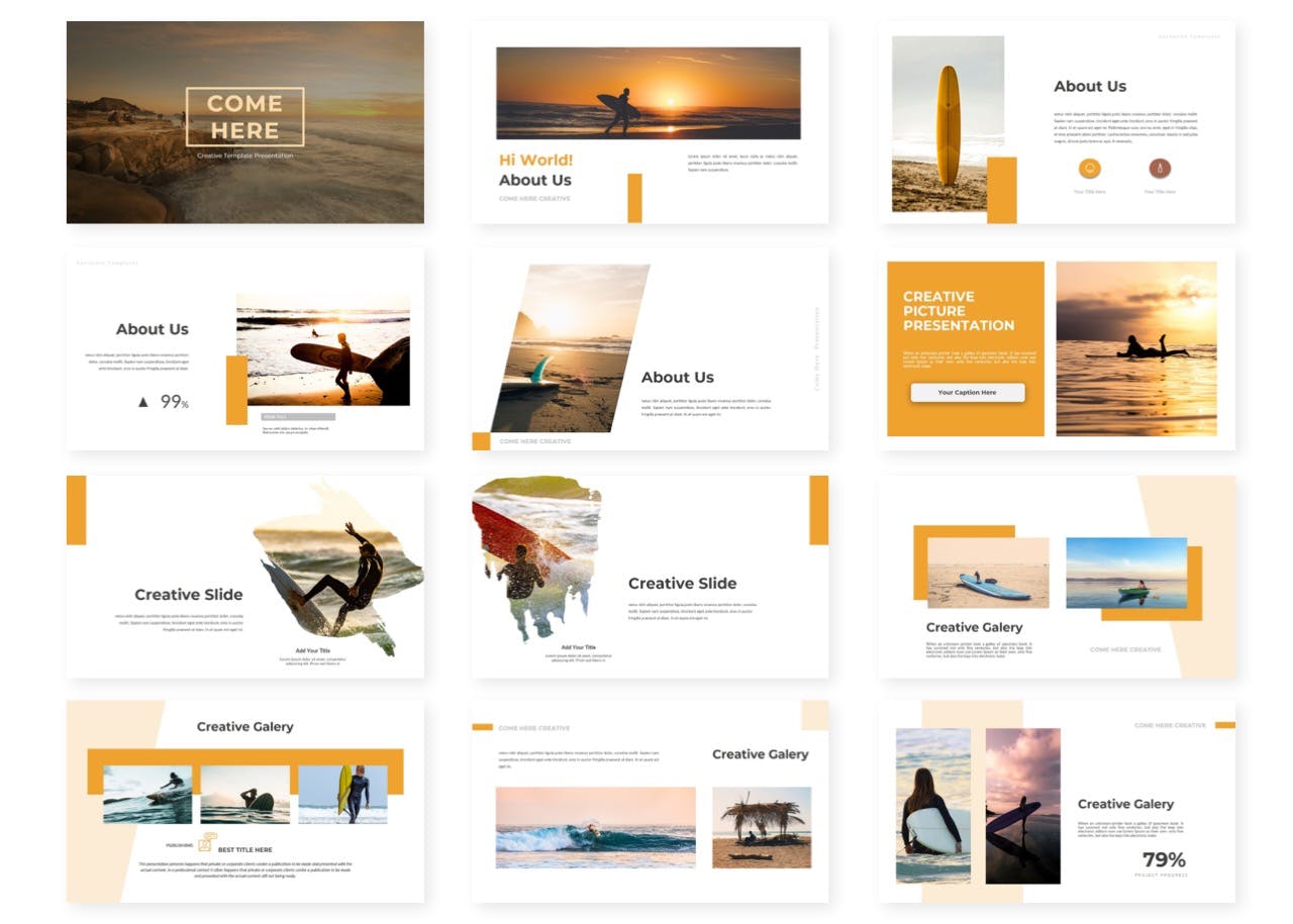 简约时尚高端优雅的Google Slide谷歌幻灯片演示模板（pptx）