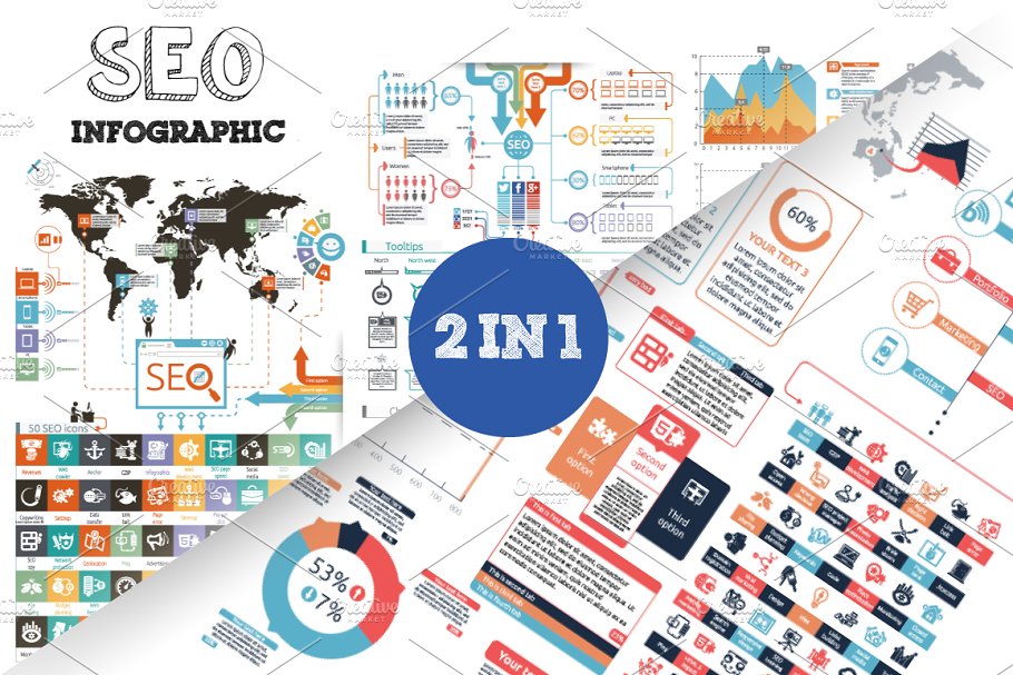 信息图表ppt模板 SEO Infographic Bundle
