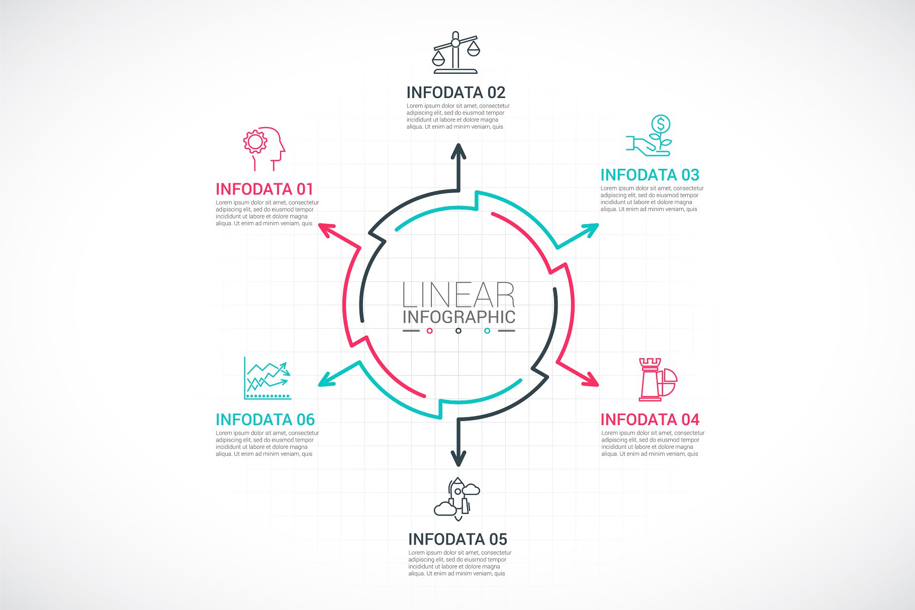 平面信息图表ppt素材 Line flat elements for infographic_9