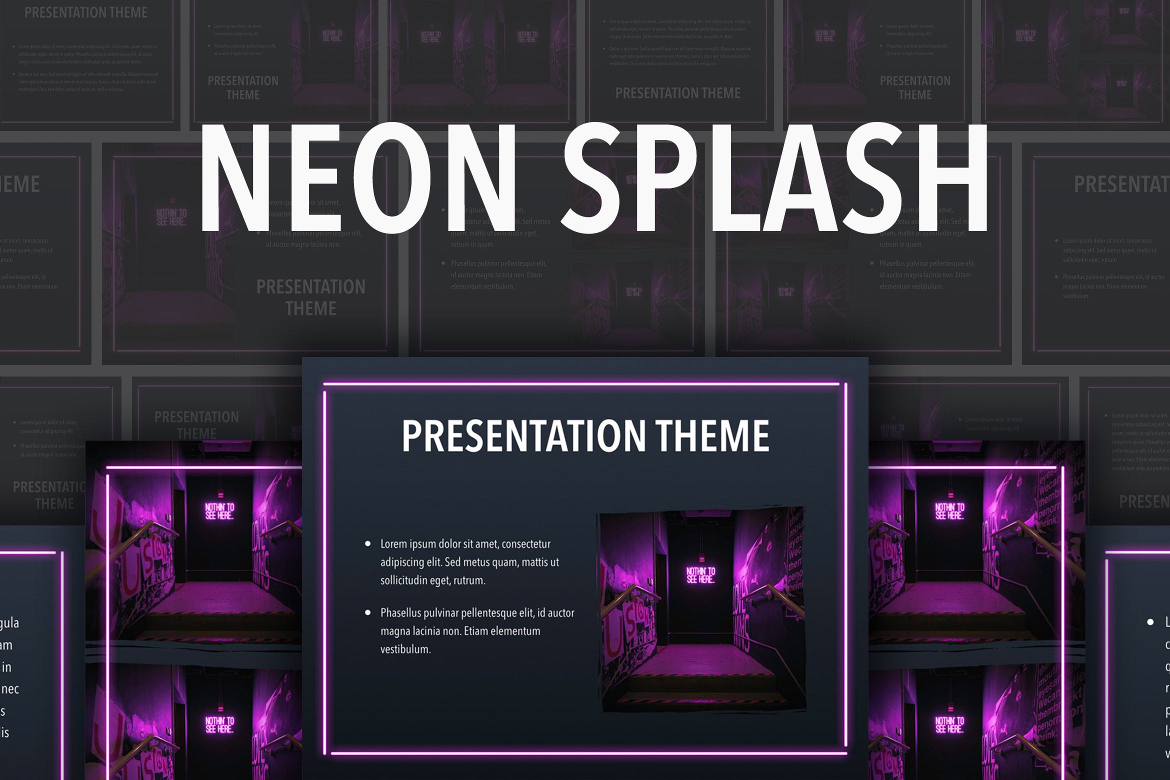 夜店霓虹灯风格的经典PPT模板下载[PPTX]