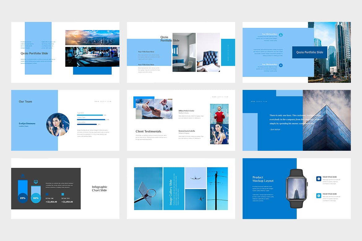 时尚高端简约蓝海蓝色商业商务powerpoint幻灯片模板下载（pptx）