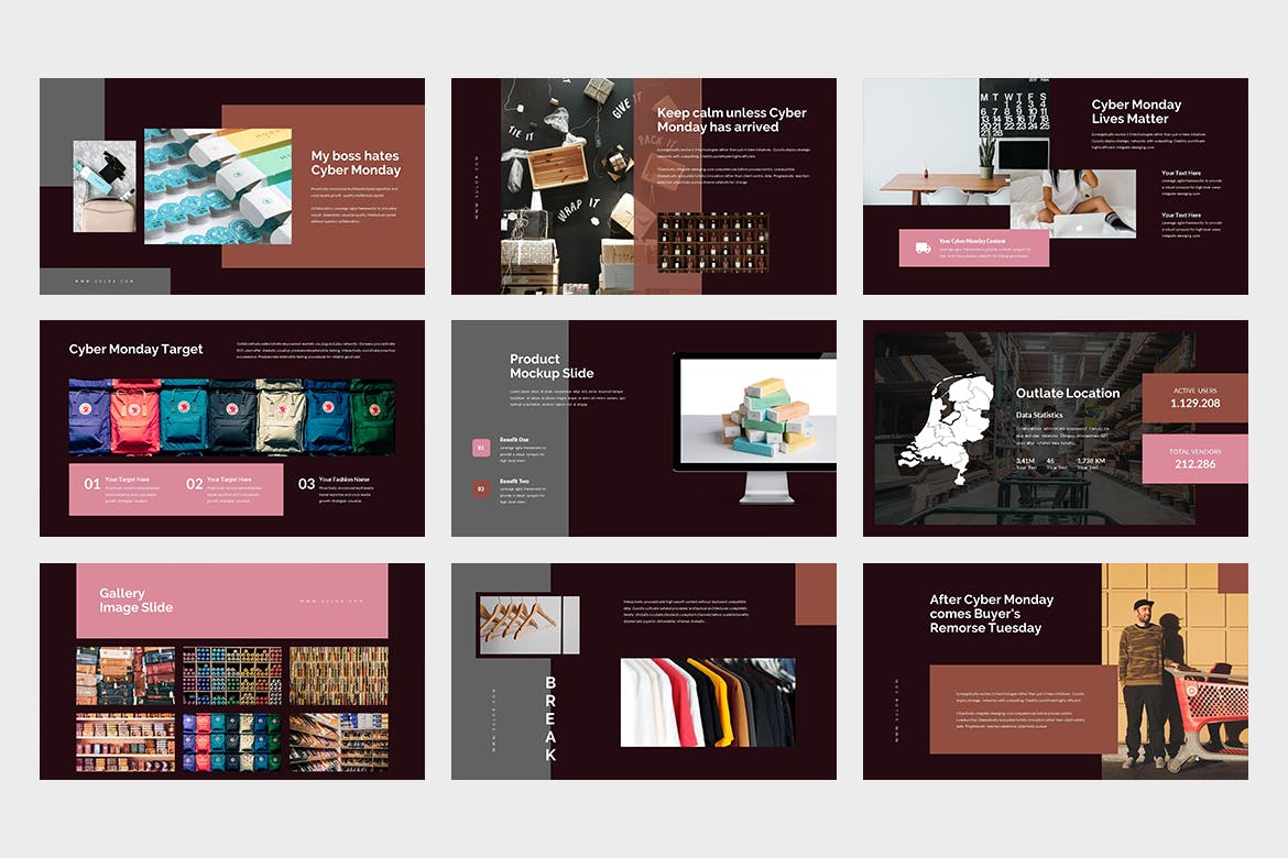 复古时尚的PPT模板下载[PPTX]