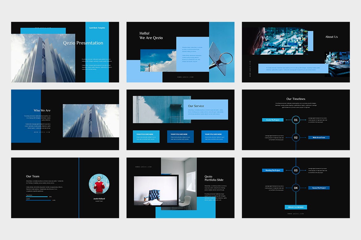 时尚高端简约蓝海蓝色商业商务powerpoint幻灯片模板下载（pptx）