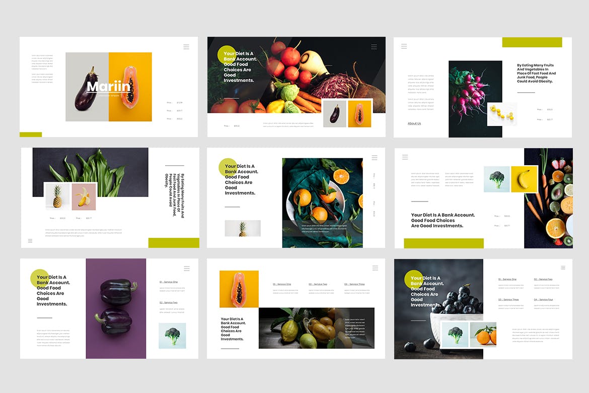 健康饮食相关的PPT模板下载[PPTX]