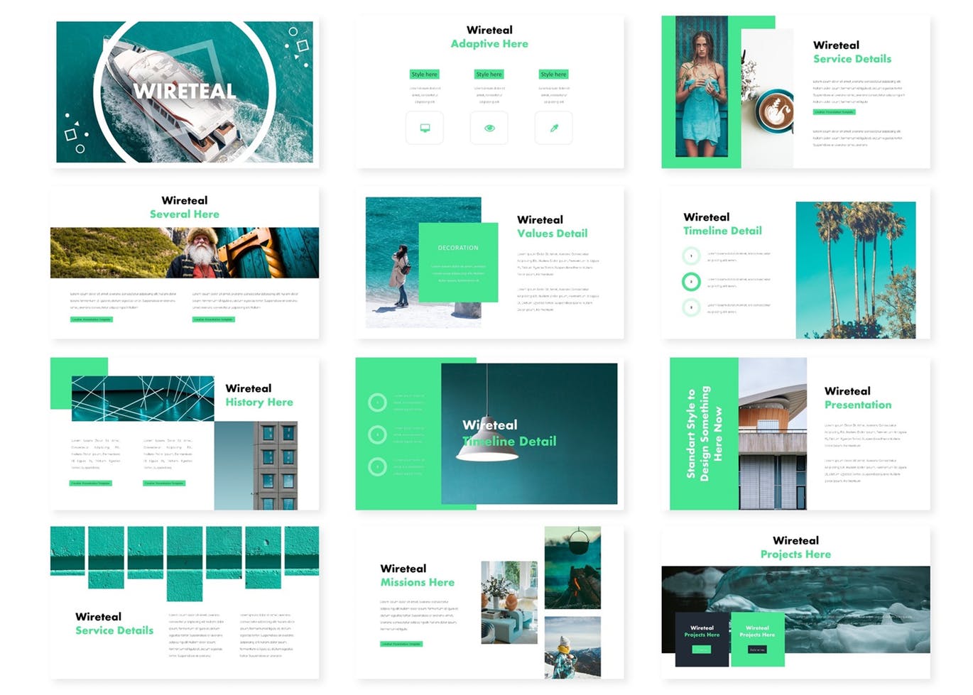 PPT模板 | 高端高级品牌商务绿色多功能动画谷歌幻灯片演示模板PPTX