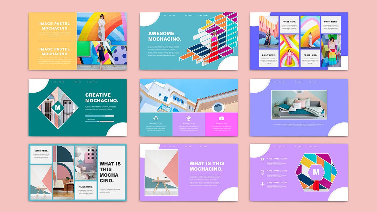 时尚配色活泼的创意PPT模板下载[PPTX]