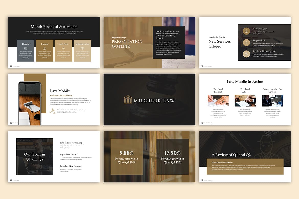 专业的高品质轻奢质感的powerpoint幻灯片演示模板（pptx）