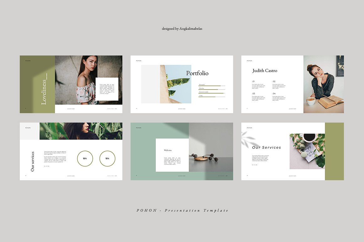 文艺绿植ppt素材 POHON PowerPoint Template