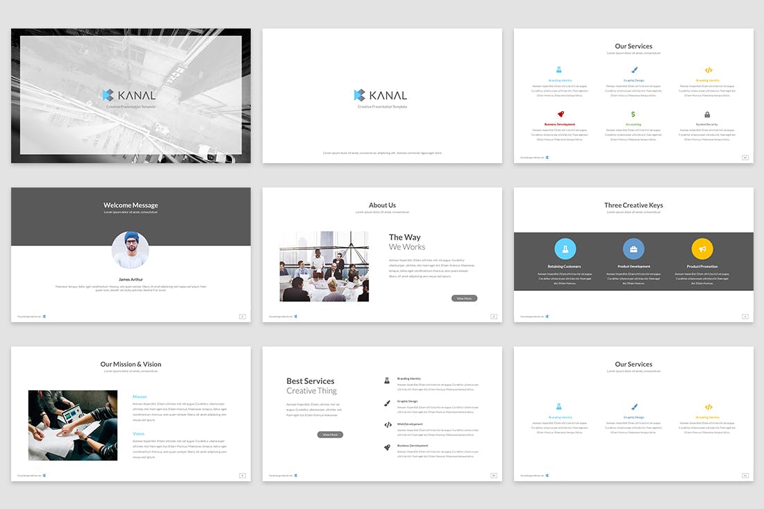 PPT模板 | 高级品牌黑白灰创意极简主题设计演示文稿幻灯片KEY