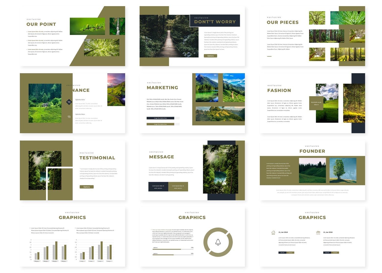 高端绿植相关的PPT模板 简约ppt模板 精美ppt模板[PPTX]