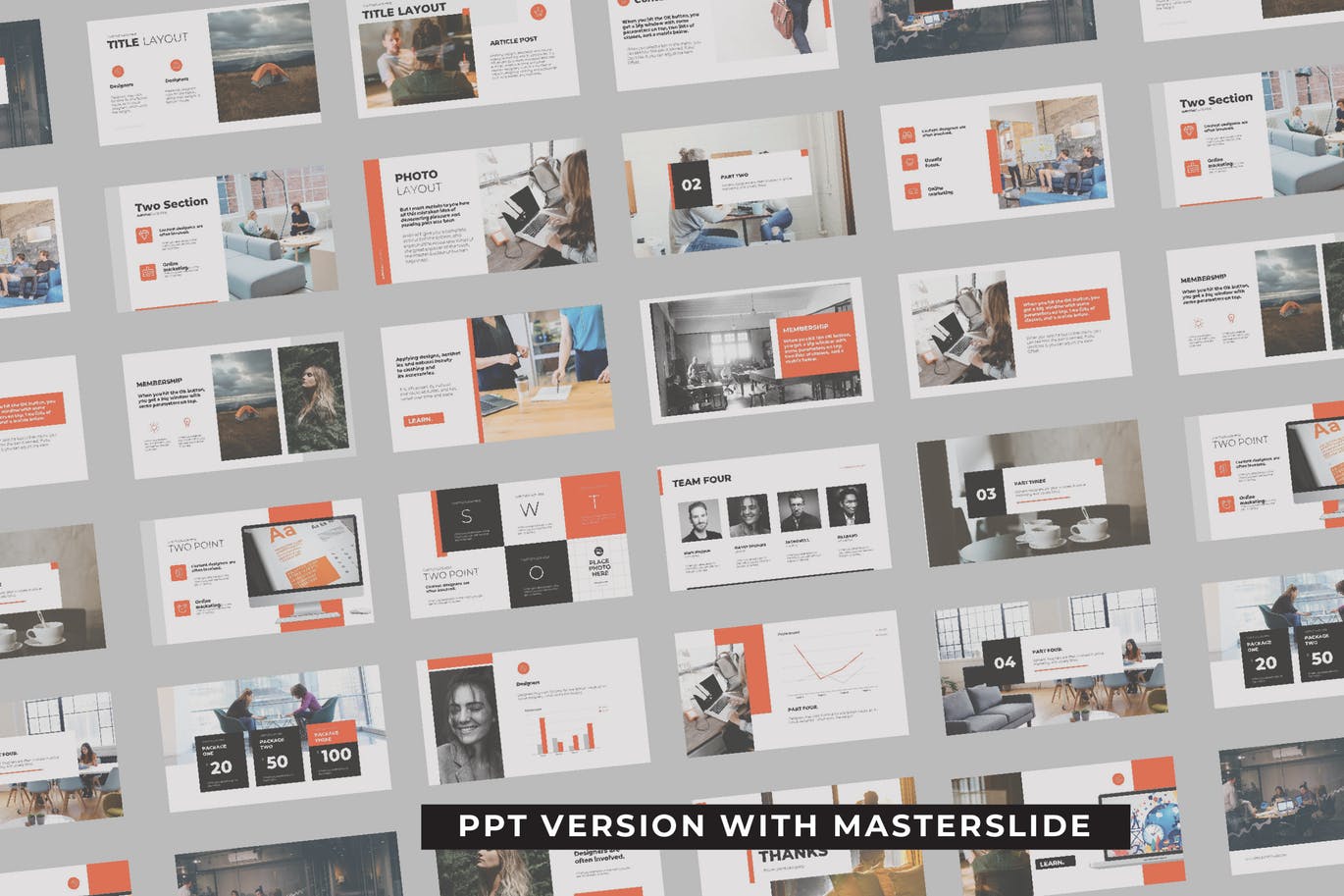 时尚简约高端好用的专业powerpoint幻灯片演示模板（pptx）