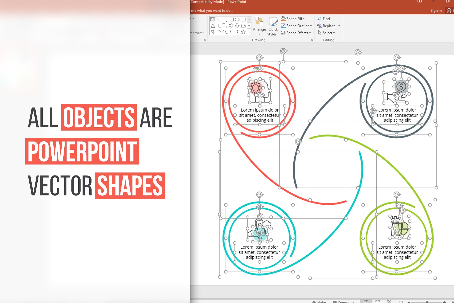 ppt素材信息图表 Linear elements for infographic v.18