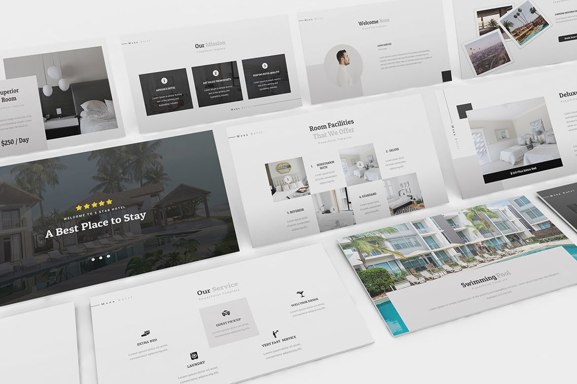 酒店设计展示的ppt简洁模板下载 [PPTX]