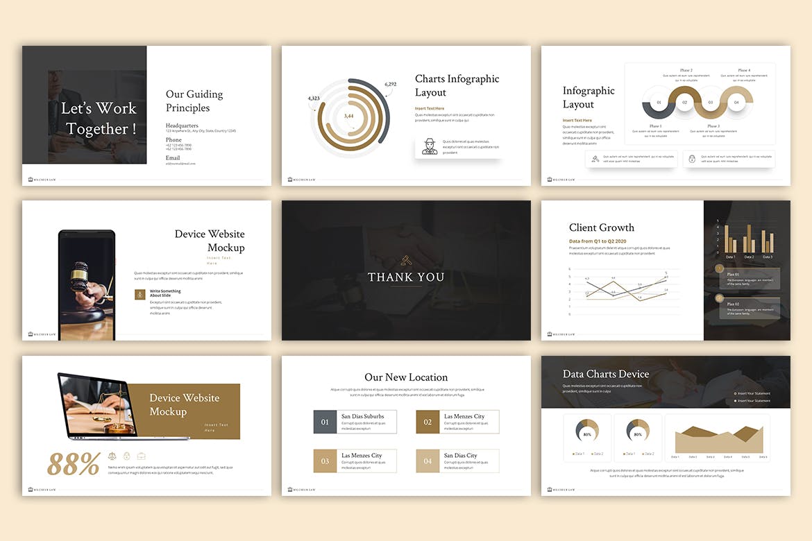 专业的高品质轻奢质感的powerpoint幻灯片演示模板(pptx)